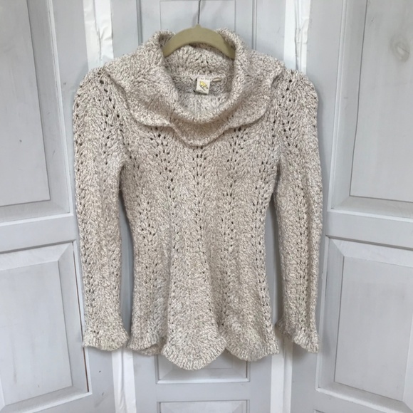 Anthropologie  Yellow Bird Light Tan Knit Sweater - Picture 2 of 14